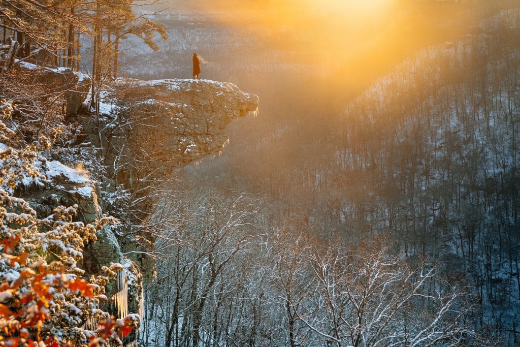 Winter sunrise at Whitaker Point in Arkansas